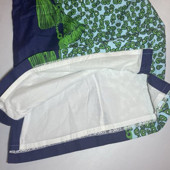 Lilly Pulitzer Sleeveless Shift Dress 4 S Green Navy Tassel Rope Animal Print - Picture 7 of 8